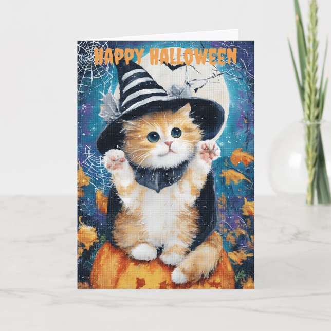 Halloween Persian Cat Helgkort (Framsida)