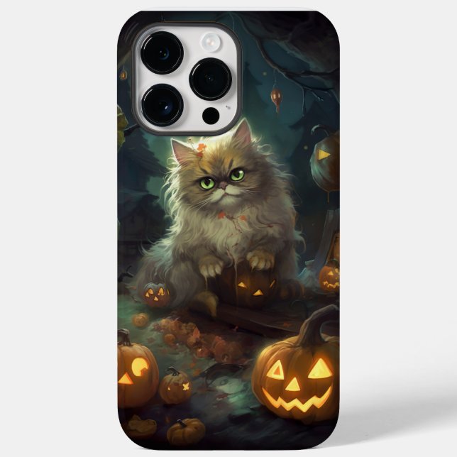 Halloween Persisk Katt Med Pumpa Skräckinjagande (Baksida)