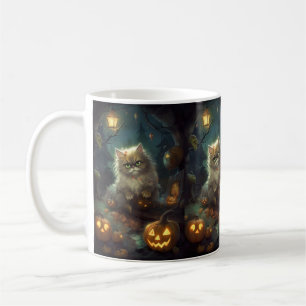 Halloween-persiskt katt med pumpor kaffemugg