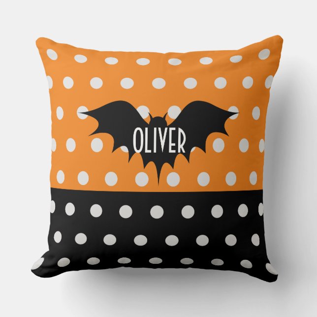 Halloween personlig bus eller godis monogram kudde (Framsida)