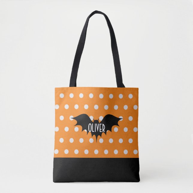 Halloween personlig bus eller godis monogram tygkasse (Framsida)