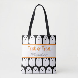 Halloween Personlig Cute Spöken Bus eller godis Tygkasse