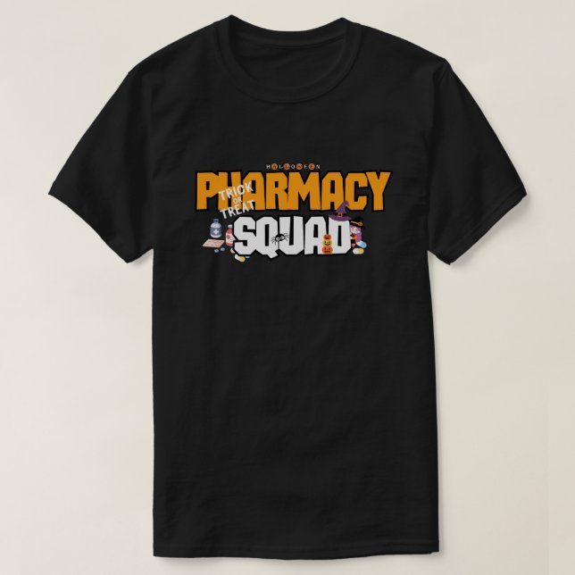 Halloween Pharmacy Squad : Denna Cute FeaturesGhos T Shirt (Design framsida)