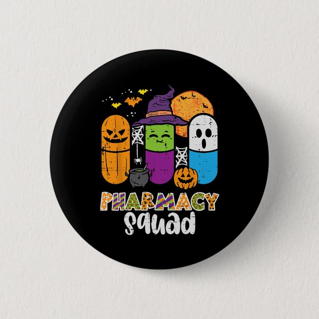 Halloween Pharmacy Squad PIlls Costume Pharmaci Knapp (Framsida)