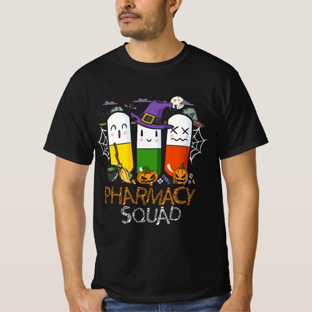 Halloween Pharmacy Squad PIlls Costume Pharmaci T Shirt (Framsida)