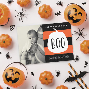 Halloween Photo Boo Pumpkin Photo Card Inbjudningar