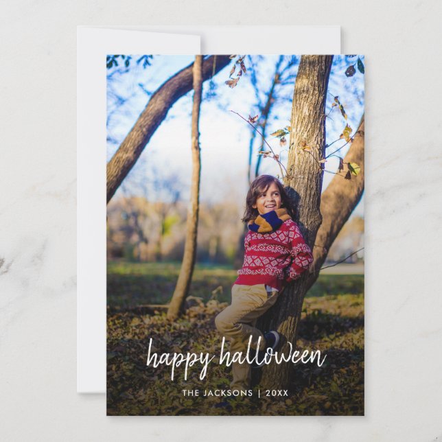 Halloween Photo | Modern Snyggt-platta kort för Tr (Framsida)