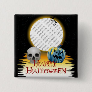 Halloween Photo Ram Skull och Jack o'Lantern Knapp