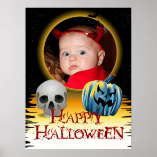 Halloween Photo Ram Skull och Jack o'Lantern Poster
