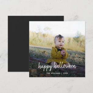Halloween Photo Snyggt Trendig Modern Script Card