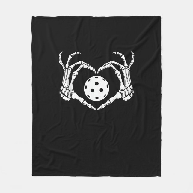 Halloween Pickle Skeleton Heart Händer Fleecefilt (Framsidan)