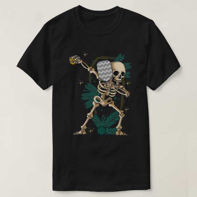 Halloween Pickleball Costume Dabbing Skeleton Ploc T Shirt (Design framsida)