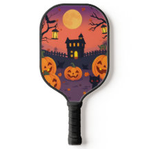 Halloween Pickleball Paddle - Pumpkins & Cats