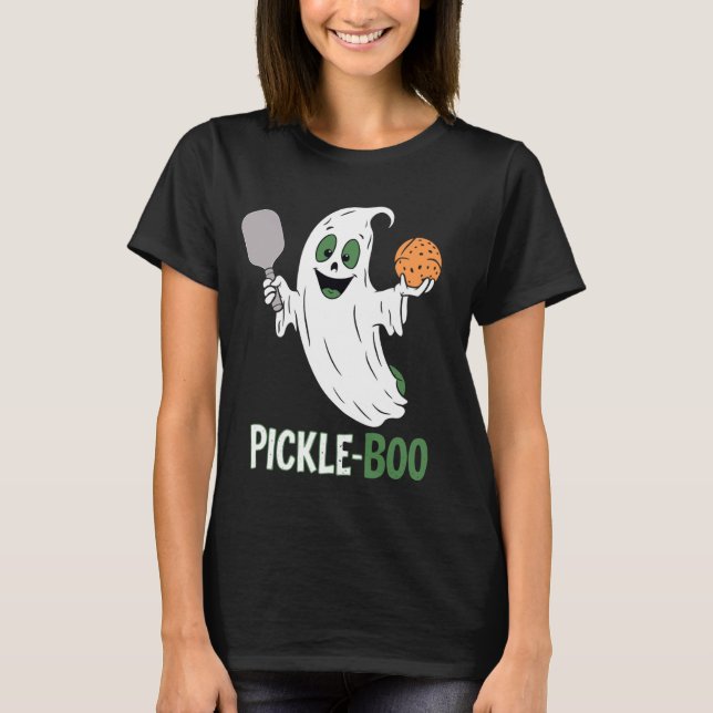 Halloween Pickleball Pickle Ghost Boo Pickleball P T Shirt (Framsida)