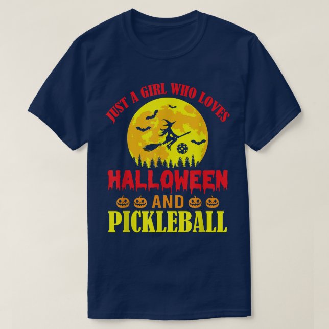 Halloween Pickleball Tee, en flicka som Kärlek Pic T Shirt (Design framsida)