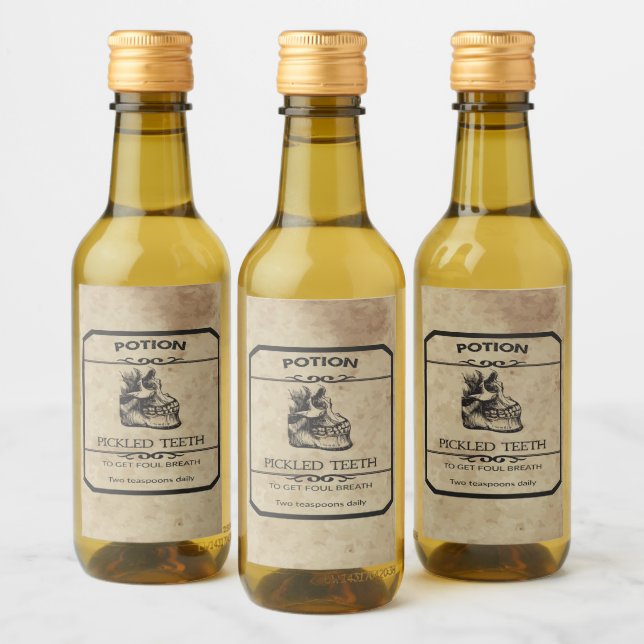 Halloween Pickled Teeth Apothecary Vinetikett (Flaskor)