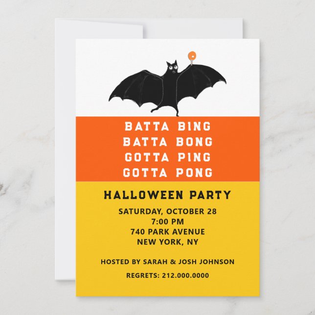 Halloween Ping-Pong Inbjudan till Party (Framsida)