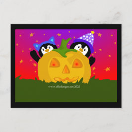 Halloween Pingviner Helg Vykort