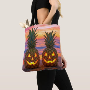 Halloween Pinjenöt Jack-o-lanterns på en strand Tygkasse