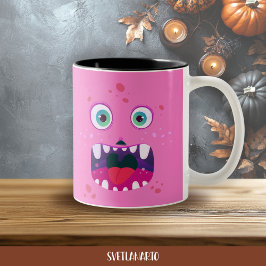 Halloween Pink Happy Monster Coffee Mug Två-Tonad Mugg