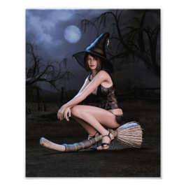Halloween Pinup Girl i Moonlight Fototryck