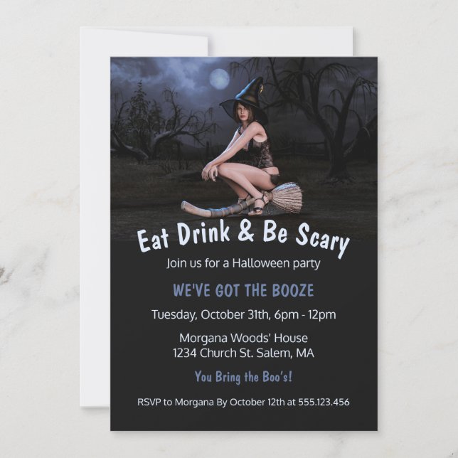 Halloween Pinup Girl i Moonlight-inbjudan Inbjudningar (Framsida)