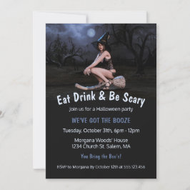 Halloween Pinup Girl i Moonlight-inbjudan Inbjudningar
