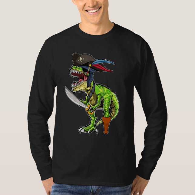 Halloween Pirat Dinosaur T Rex Tyrannosaurus Boys T Shirt (Framsida)