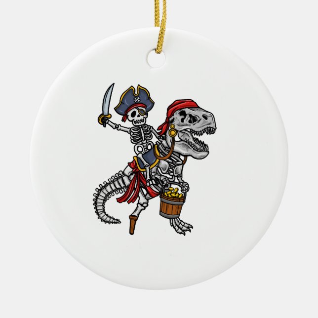 Halloween Pirat Dinosaurie Skelett Julgransprydnad Keramik (Framsidan)