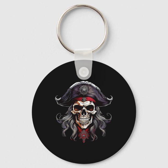 Halloween Pirat Skull Nyckelring (Framsida)