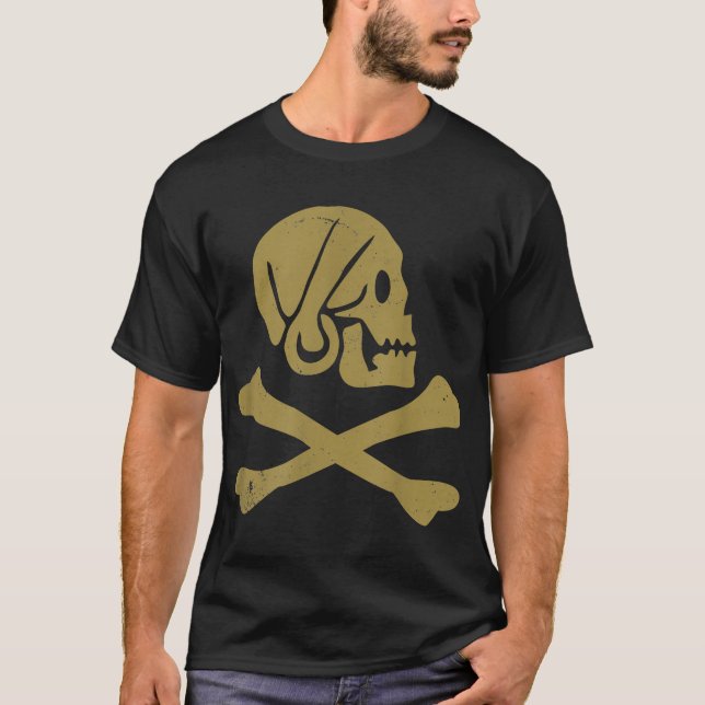 Halloween Pirat Skull och korsben T Shirt (Framsida)