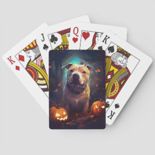 Halloween Pitbull med pumpor Casinokort
