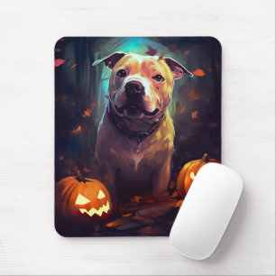 Halloween Pitbull med pumpor Musmatta