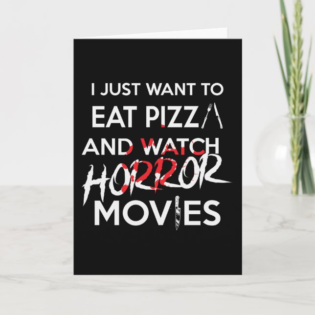 Halloween Pizza Funny Horror Movie Kort (Framsida)