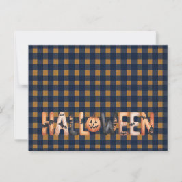 Halloween Plaid Pumpkin Greeting Vykort