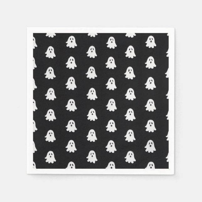 Halloween Playful White Ghost Black Festive  Pappersservett (Framsidan)