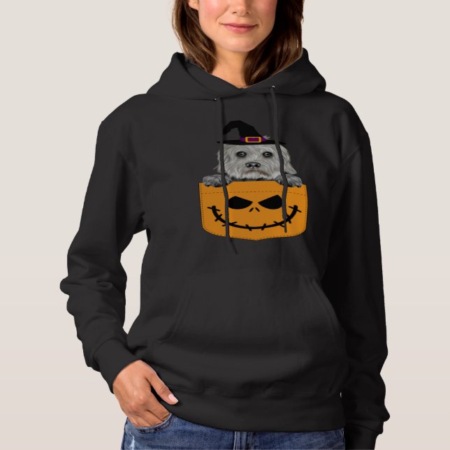 Halloween Pocket Dandie Dinmont Terrier Scary Jack T Shirt (Framsida)