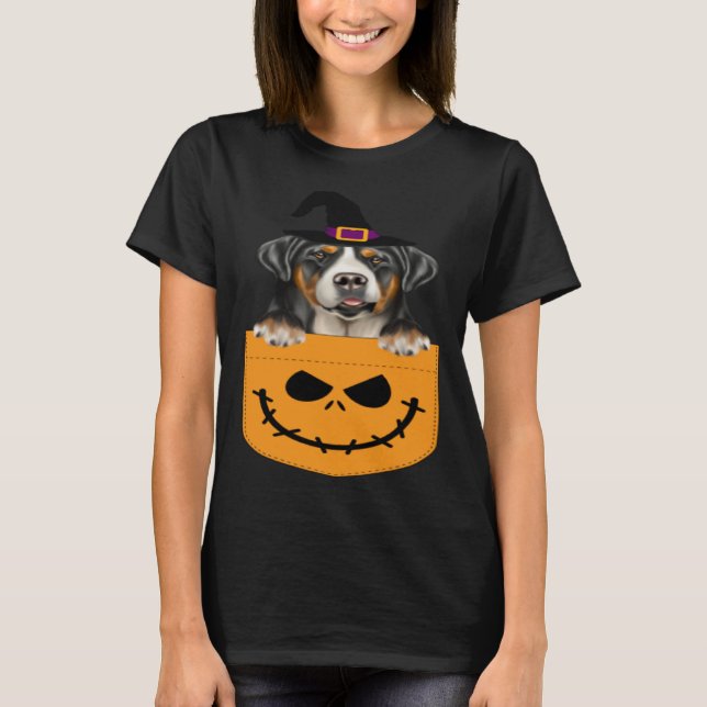 Halloween Pocket Greater Swiss Mountain Dog Jack O T Shirt (Framsida)