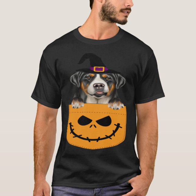 Halloween Pocket Greater Swiss Mountain Dog Jack O T Shirt (Framsida)
