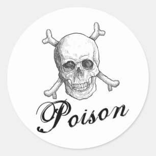 Halloween Poison Skull och Bones Runt Klistermärke