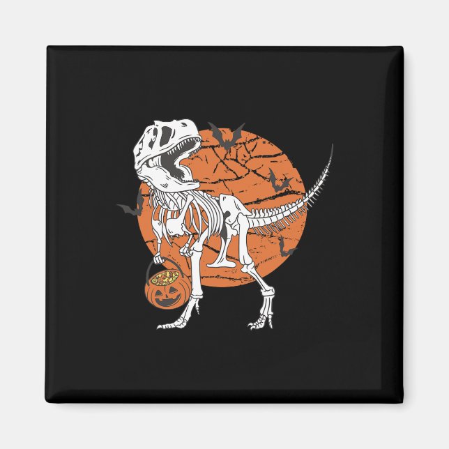 Halloween Pojkar Dinosaurie Skelett T Rex Skräckli Magnet (Framsidan)