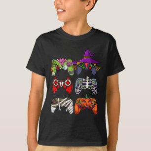 Halloween Pojkar Gamer Skelett Zombie Spel Kontrol T Shirt