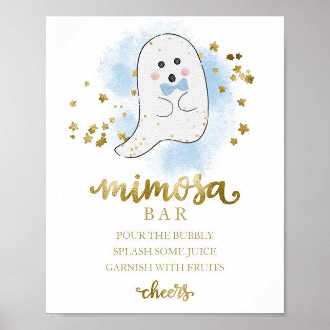 Halloween Pojke Baby Shower Mimosa Bar Skylt (Framsidan)