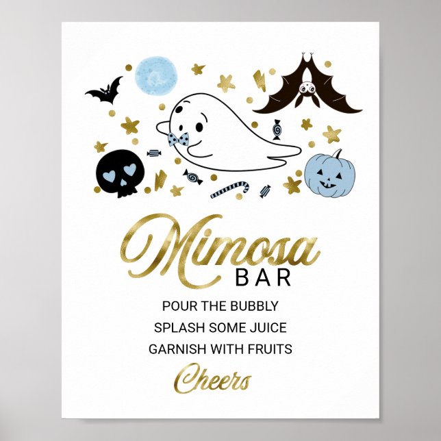 Halloween Pojke Baby Shower Mimosa Bar Skylt (Framsidan)