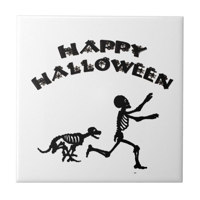Halloween Pojke och Hund Kakelplatta (Framsidan)