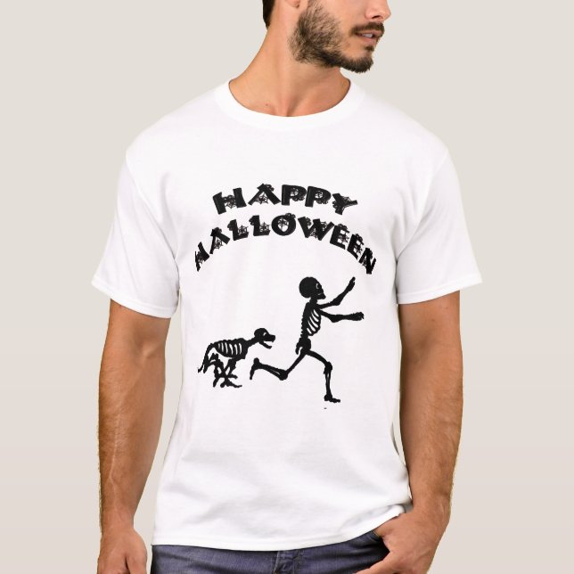 Halloween Pojke och Hund T Shirt (Framsida)