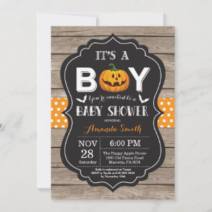 Halloween Pojke Shower-inbjudan Rustic Wood Inbjudningar