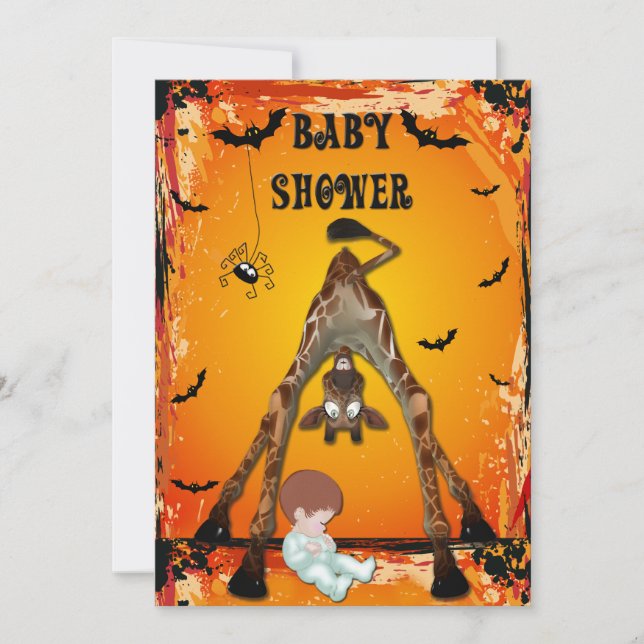 Halloween pojkvän Shower Funny Giraffe Inbjudningar (Framsida)