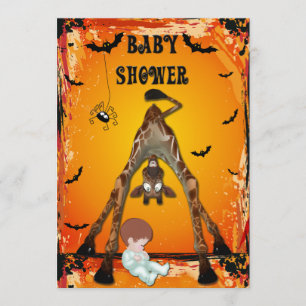 Halloween pojkvän Shower Funny Giraffe Inbjudningar