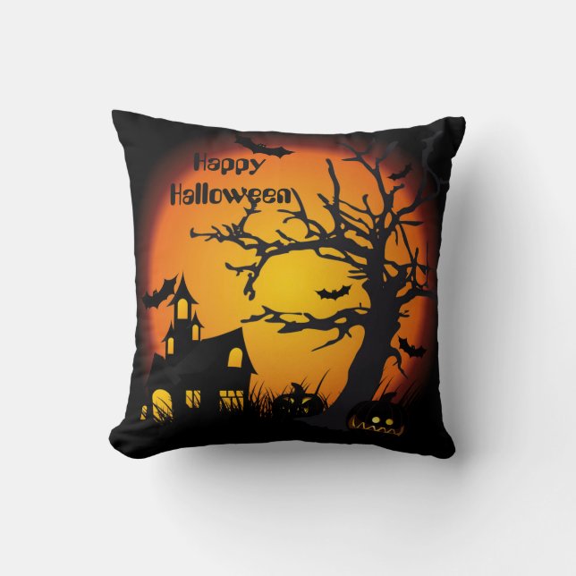 Halloween Polyester Dekorativ kudde 16 tum x 16 tu (Framsida)